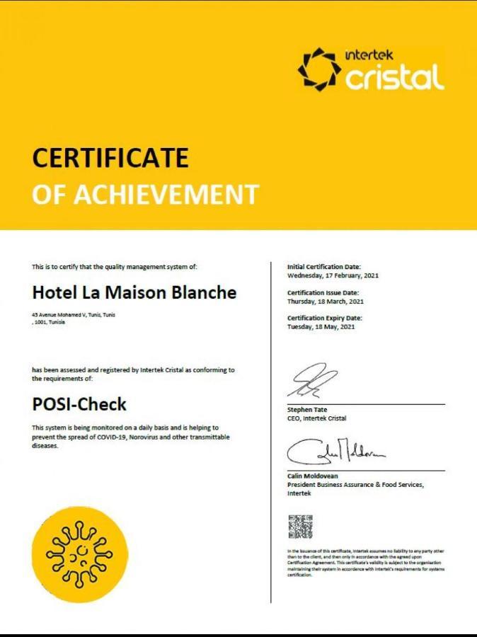 โฮเต็ล ลา ไมสัน บลังเช Hotel ตูนิส ภายนอก รูปภาพ A certificate of achievement